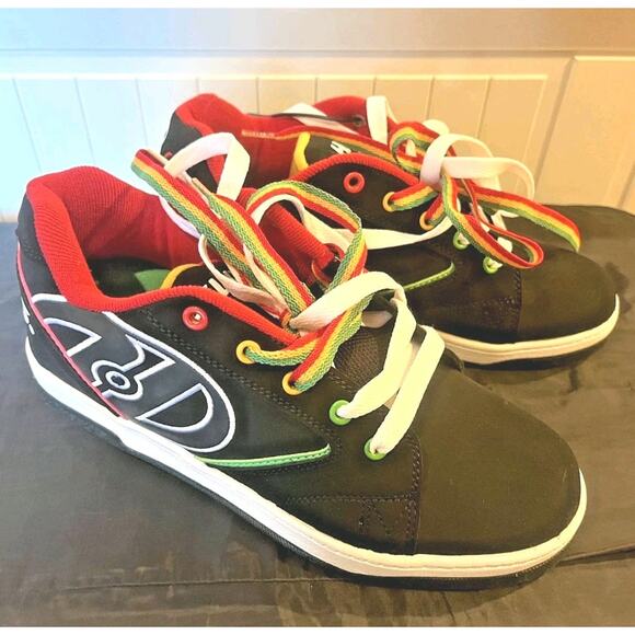 Propel 2.0 - Black/Reggae HEELYS Wheeled Sneaker - Youth/Mens Sz 7 - New In Box - Picture 3 of 8